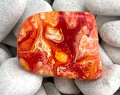 Paint Pour Art Rock - One of a Kind Hand Painted Santorini Stone - Paint Pour Rocks - Painted Rocks - Fluid Art