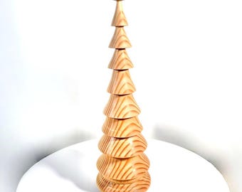Hand Turned Wood Christmas Tree - Home Decor - Douglas Fir 10.5&quot; tall