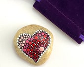 Pink Hand Heart Painted Rocks - Heart Dot Painted Rock - Hand Painted Rocks - Gifts for Friends - Cute Painted Stone - Mandala Stein Rot