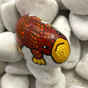 Platypus Pet Rock Painting - Hand Painted Rocks - Brown Platypus Gift - Rock Art - Animal Lover Gift - Hand Painted Rock Animals