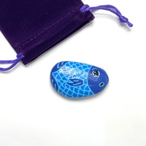 Blue Fish Rock Animals - Hand Painted Rock - Sea Themed Decor - Fish Stone - Hand Painted Rock - Fish Decor
