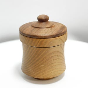 Hand Turned Decorative Wood Trinket Box - White Oak Bowl with Black Walnut Lid - 2&quot; high