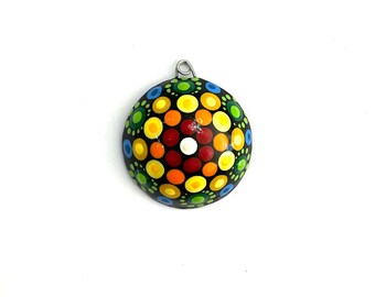 Hand Painted Mandala Pendant - Boho Jewelry Handmade Supplies - Pendant Jewelry Handmade - Handmade Pendant Necklace Supplies