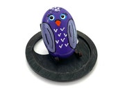 Hand Painted Rock - Purple Owl Art Rock - Painted Bird Rock - Owl Gift - Forest Animal Painted Pebbles - Rock Animals - Bird Art on Rocks