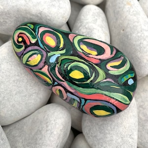 Abstract Art  Stone - Hand Painted Rock Art - Rock Art Painting - Art Original Abstract - Abstract Art in Tropical Colors