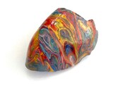 Paint Pour Art Rock - Fluid Art Hand Painted Rock - Paint Pour Rocks - Rainbow Colors Decor - Rock Collector Gift - Painted Rocks