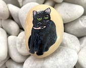 Black Cat Painted Rock Animals - Hand Painted Rocks - Rock Painting - Colorful Painted Rocks for Memorial Cat - Animals Painted on Rocks