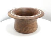 Hand Turned Decorative Wood Bowl - Black Walnut Bowl - Mother of Pearl Inlay - 3" x 6"