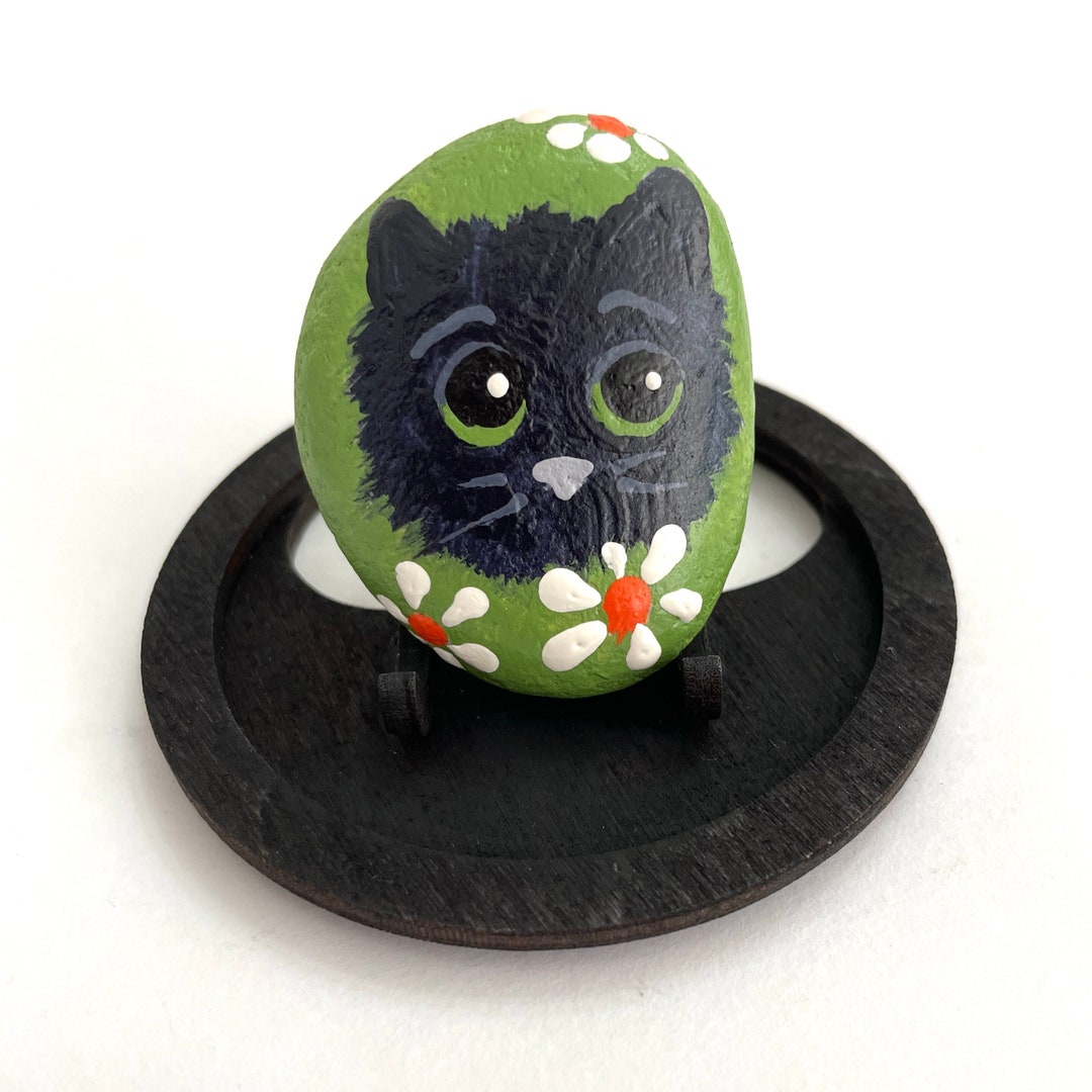 Black Cat Rock Animals - Fun Painted Rocks - Hand Painted Rock Animals ...
