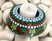 Tealight Candle Holder Boho - Votive Holder - Concrete Candle Holder - Dot Painting - Boho Interior Home Decor