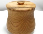 Hand Turned Decorative Wood Trinket Box - White Oak Bowl with Black Walnut Lid - 2" high