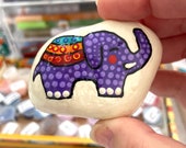 Purple Elephant Rock - Hand Painted Rocks - Dotted Rocks Purple - Animal Art Elephant - Hand Painted Rock - Rock Painting - Elephant Gift
