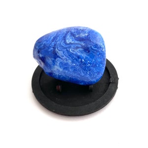 Paint Pour Art Rock - Rock Painting - Blue Decor - Rock Collector Gift - Painted Rocks - Paint Pour Rocks - Fluid Art Paint Pour