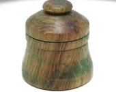 Hand Turned Wood Trinket Box in Green - Red Oak - 2" high