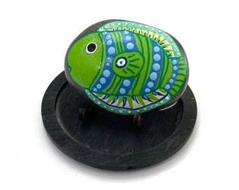 Fish Hand Painted Rocks - Beach Painting - Dot Painting - Fish Painted Rock Animals - Painted Florida Rock - Beach Decor for Home