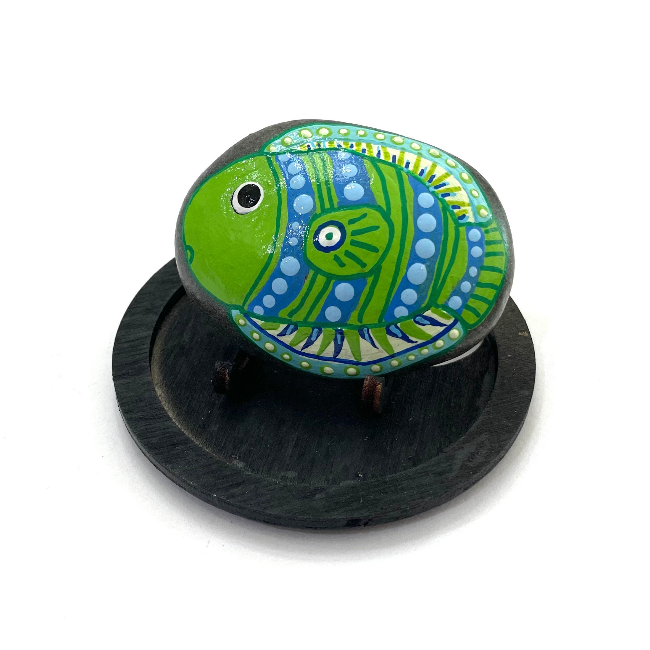 Fish Hand Painted Rocks - Beach Painting - Dot Painting - Fish Painted Rock Animals - Painted Florida Rock - Beach Decor for Home