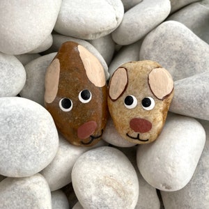Set of Two Dog Painted Rock Hand Painted Rocks Dogs Painted Dog Rocks  Pet Rock Dog Painted Rocks for Sale Set Gifts for Pets