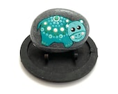 Hippo Rock Painting - Painted Rock Animals - Painted Mandala Stone - Animal Art Stone - Hand Painted Rocks - Dotted Rocks Turquoise