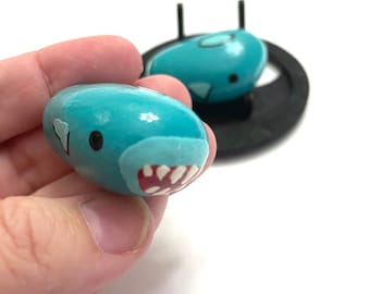 Shark Rock Animals - Hand Painted Rock - Cute Painted Stone - Shark Rock Art - Hand Painted Rock - Painted Pebbles - Shark Lover Gift
