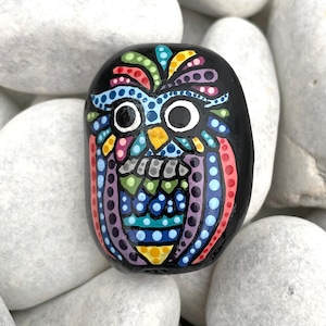 Hand Painted Stone Art - Owl Art Rock - Owl Decor Home Gifts - Animal Decor - Bird Art - Rock Painting - Animals Painted on Rocks