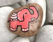 Pink Elephant Art Rock - Hand Painted Stone Art - Dotted Rocks - Painted Rock Animals Elephant - Hand Painted Rocks - Elephant Gift