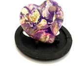 Paint Pour Art Rock - Heart Painted Rocks - Purple Fluid Art Heart - Hand Painted Rocks - Hand Painted Heart Stone - Rock Painting