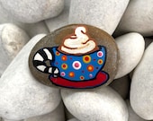 Painted Coffee Stone - Coffee and Tea Bar Decor - Coffee Art - Hand Painted Stone Art - Coffee Stone Art - Coffee Gift - Coffee Bar