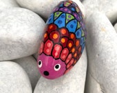 Hand Painted Rock - Hedgehog Art Rock -  Animal Art - Handpainted Rocks - Painted Rocks Animals - Animal Painted Stones