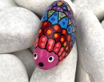 Hand Painted Rock - Hedgehog Art Rock -  Animal Art - Handpainted Rocks - Painted Rocks Animals - Animal Painted Stones