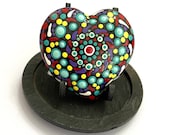 Heart Dot Painted Rock - Heart Painted Rocks - Hand Painted Heart Stone - Fun Painted Rocks - Cute Painted Stone - Mandala Dot Painting