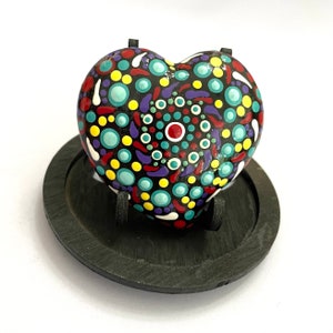 Heart Dot Painted Rock - Heart Painted Rocks - Hand Painted Heart Stone - Fun Painted Rocks - Cute Painted Stone - Mandala Dot Painting