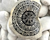 Large Stone Mandala - Zentangle Pattern Hand Painted Stone Art - Mandala Stone Paperweight - Mandala Rock Gift  - Rock Collector Gift