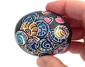 Painted Rock Art - Zentangle Art  Stone - Hand Painted Rocks - Pastel Rock Art Painting - Art Original Abstract - Fun Painted Rocks