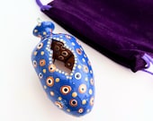 Christmas Wood Ornament Painted - Blue Christmas Ornament - Hand Painted Hand Made Ornaments