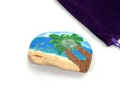 Hand Painted Palm Trees Art Rock - Rock Painting - Beach Art - Rock Collector Gift - Florida Landscape Paintings - Painted Rock Tree