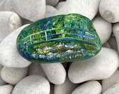 Monet Water Lilies Art Stone - Hand Painted Stone Art - Painted Rocks - Art Painting - Hand Painted Rock - Art Gift