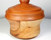 Hand Turned Wood Small Bowl With Lid - Cherry Wood Trinket Box - 3" High