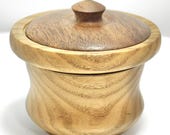 Hand Turned Decorative Wood Trinket Box - White Oak Bowl with Black Walnut Lid - 2.75" high