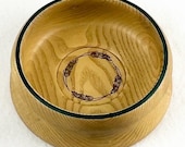 Hand Turned Decorative Wood Bowl - White Oak Bowl - Clay Inlay - Gift for Him - 2" x 5.75"
