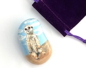 Meerkat Hand Painted Rock - Small Painting - Hand Painted Rock - Rock Animals - Meerkat Handpainted Rocks - Painted Rocks Animals