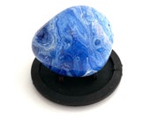 Paint Pour Art Rock - Hand Painted Rock - Rock Painting - Blue Decor - Rock Collector Gift - Painted Rocks
