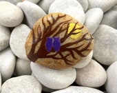 Painted Stones Owl - Owl Art Rock - Hand Painted Rock - Painted Bird Rock - Owl Gift - Forest Animal Painted Pebbles - Rock Animals