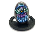 Painted Stones Owl - Hand Painted Stone Owl Art Rock - Birds Painted on Rock - Forest Animal Painted Pebbles - Cute Painted Stone