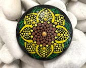 Sunflower Hand Painted Rock - Mandala Sunflower Art Stone - Sunflower Stone Art - Sunflower Mandala