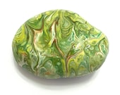 Lime Green Paint Pour Art Rock - Rock Painting - Rock Collector Gift - Painted Rocks - Painted Rock Art