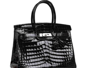 Croco Niloticus Birkin Black Shiny 30 Bag