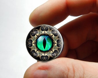 Glass Eyes - Green Tribal Dragon Eyeball Cabochon for Pendant Earring Ring Blanks 8mm 10mm 12mm 13mm 14mm 16mm 18mm 20mm 25mm 30mm