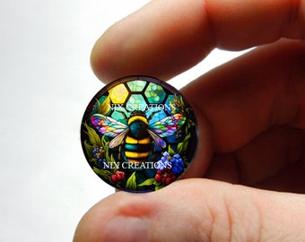 Glass Bee Stained Glass Design Cabochon for Jewelry and Pendant Making - 8mm 10mm 12mm 13mm 14mm 16mm 18mm 20mm 25mm 30mm