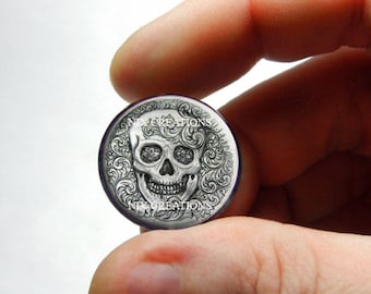 Glass Cabochon - Glass Filigree Skull Metal Etched Cab Cameo - for Jewelry Making 8mm 10mm 12mm 13mm 14mm 16mm 18mm 20mm 25mm 30mm