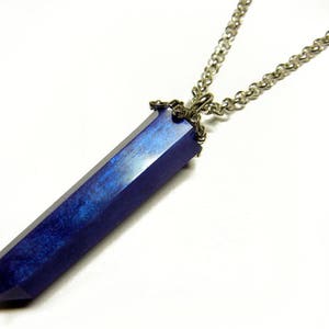 Resin Crystal Pendant - Pearlized Purple - 22 Inch Sterling Silver Necklace
